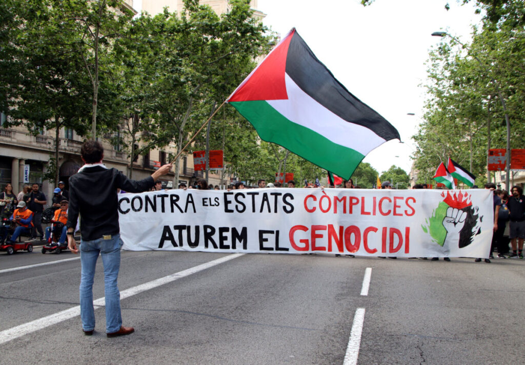 Manifestación Barcelona universitarios propalestinos Palestina 